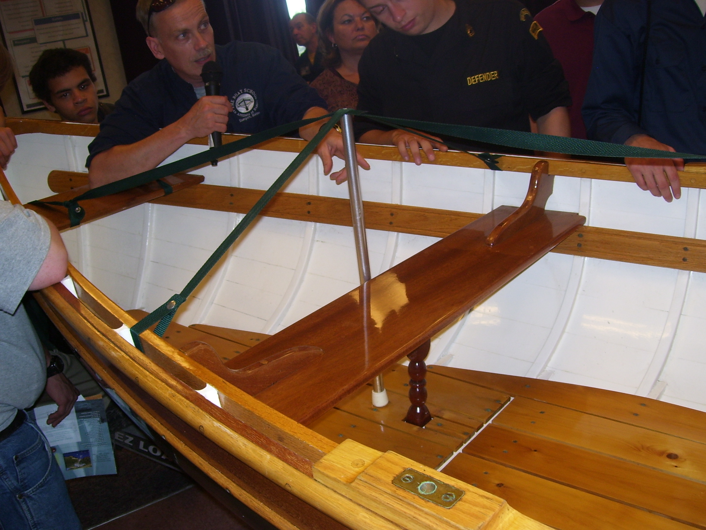 Dory on display from Maine Boat School