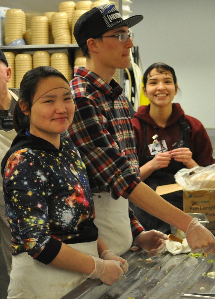 Alaska Job Corps students serving at Bean's Cafe.