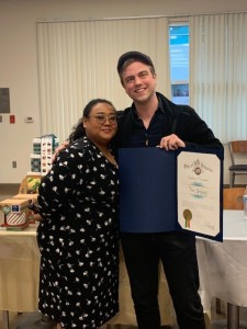 MTC L.A Job Corps's Business & Community Liaison presented CRC Member Tim Gregory with a Certificate from the Mayor's Office.