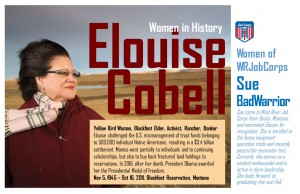 Photo of Elouise Cobell with story, plus student story
