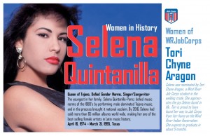 Photo and story about Tejano singer/songerwriter Selena Quintanilla.