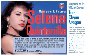 Photo and story of singer Selena, along with story of WRJC student, written in Spanish.
