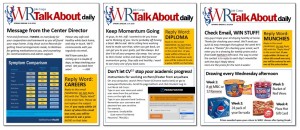 Images of 3 newsletters with content