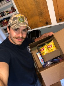 Student receiving care package