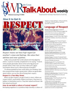 Image of TalkAbout e-newsletter feature the word Respect